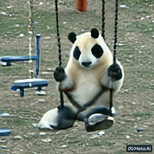 Un bébé panda qui fait de la balançoire